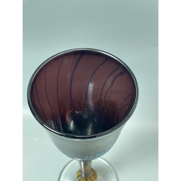 JIM BUSH Art Glass Hand Blown Iridescent Champagne Flutes PAIR 2014 - Picture 5 of 8